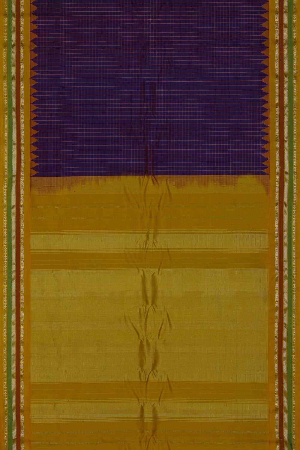Image of Gadwal Silk Kattam Purple Saree